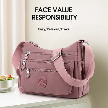 Simple Solid Color Nylon Crossbody Cloth Bag
